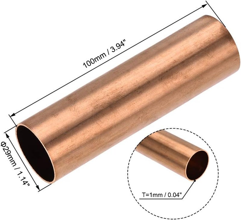 uxcell Copper Round Tube, 29mm OD 1mm Wall Thickness 100mm Length Straight Pipe Tubing 2 Pcs - Image 2