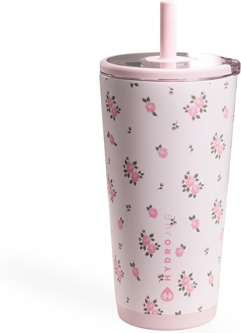 إبريق مائي HydroJug Everyday Tumbler 14 أوقية – كوب معزول مبطن بالسيراميك مع قشة وغطاء ناعم الملمس، مناسب لحامل الأكواب، عزل مزدوج الجدران بالتفريغ، كوب سفر قابل لإعادة الاستخدام – فهد بني - Image 1