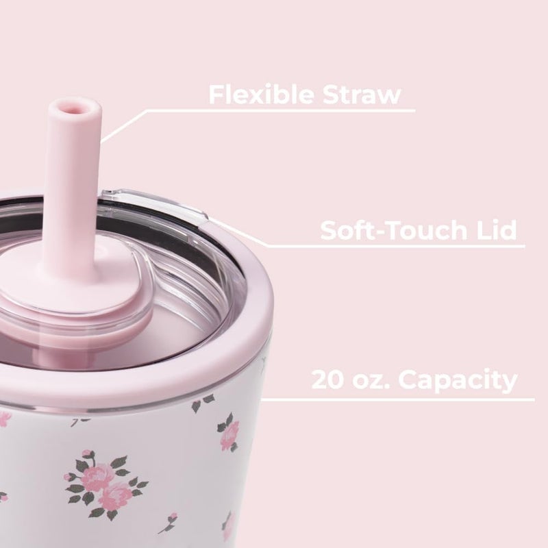 إبريق مائي HydroJug Everyday Tumbler 14 أوقية – كوب معزول مبطن بالسيراميك مع قشة وغطاء ناعم الملمس، مناسب لحامل الأكواب، عزل مزدوج الجدران بالتفريغ، كوب سفر قابل لإعادة الاستخدام – فهد بني - Image 4