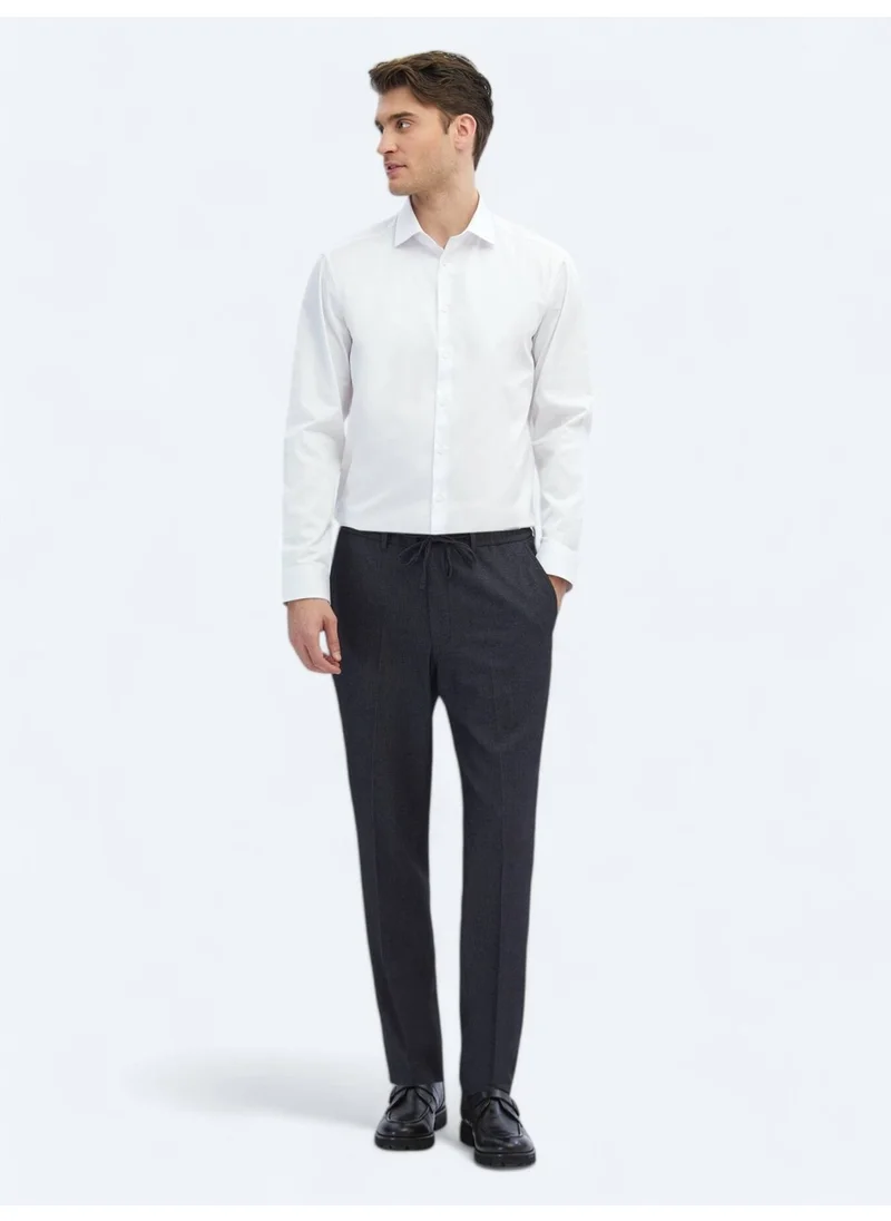 Kip White Plain Regular Fit Woven Classic Cotton Shirt