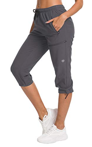 ChinFun Women's Hiking Pants Quick Dry Lightweight Outdoor Capris Water Resistant UPF50+ Grey L - Image 1