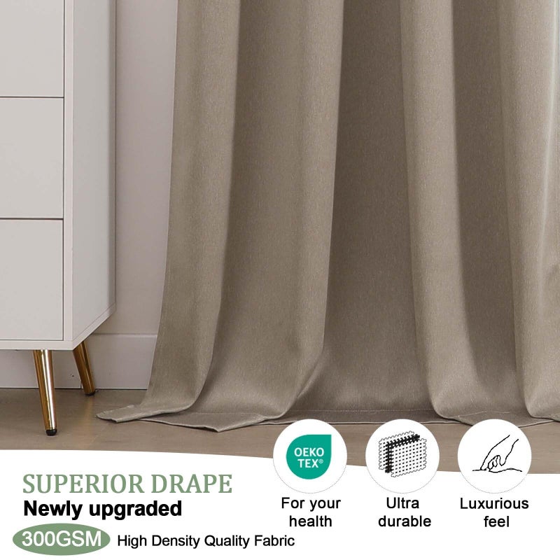 OWENIE Blackout Curtains 63 Inch Length 2 Panels for Bedroom Living Room, Thermal Insulated Grommet Top Drapes, Soundproof Energy Saving Room Darkening Panels, 40" W x 63" L, Stone - Image 5