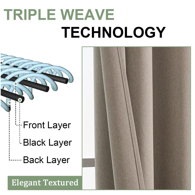 OWENIE Blackout Curtains 63 Inch Length 2 Panels for Bedroom Living Room, Thermal Insulated Grommet Top Drapes, Soundproof Energy Saving Room Darkening Panels, 40" W x 63" L, Stone - Image 4