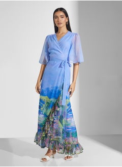 Hope & Ivy Scenic Print Maxi Wrap Dress  - Image 1