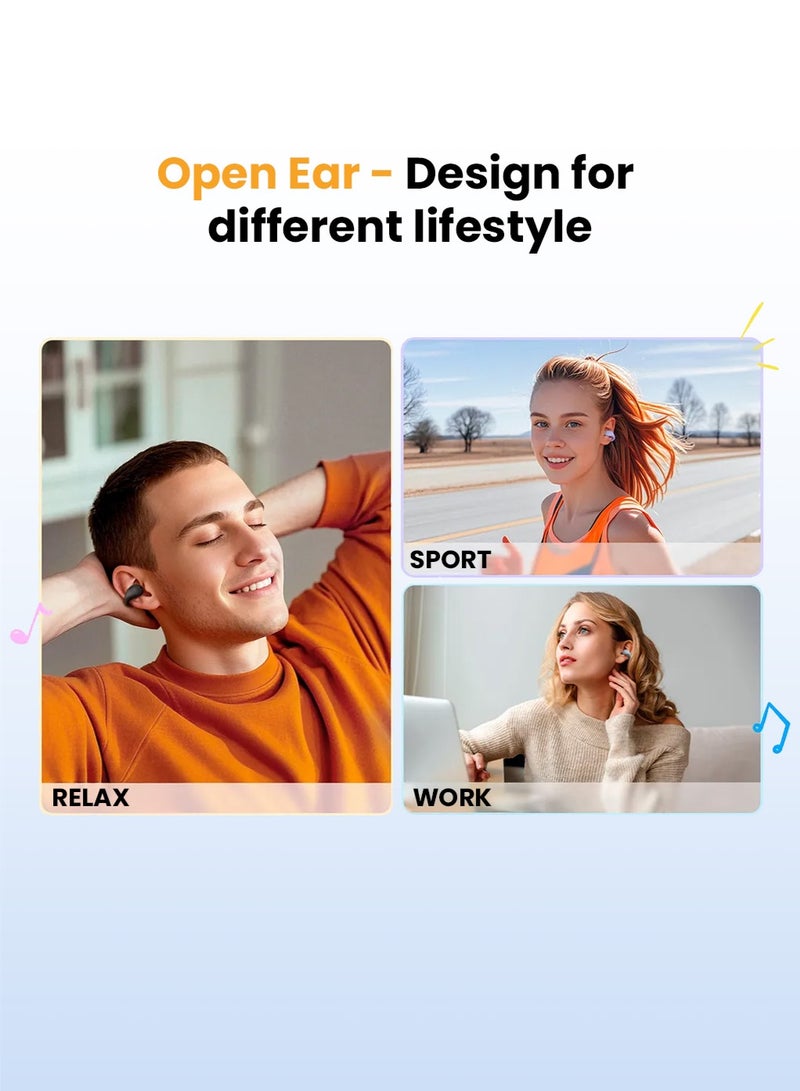 QCY Crossky C10 Open-Ear Earbuds, Wireless Clip-On Earphones Bluetooth 5.4, Comfortable Stable Fit, AI Crystal-Clear Call, Dual-Device Connections, Waterproof for Sports/Workout/Running - Black - Image 5