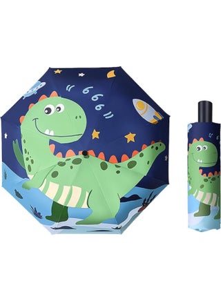Kids Umbrella Tyrannosaurus Rex Design, Manual Easy Open & Retract Umbrella with Reflective Strip