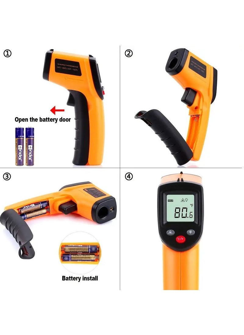 Arabest - Infrared Thermometer Gun, Laser Thermometer for Cooking, Pizza Oven, Griddle, Engine, HVAC, Laser Temperature Gun with Adjustable Emissivity & Max Measure -50℃~400℃ (Not for Human) - Image 1