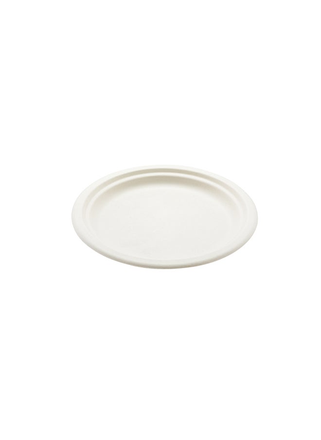 Restaurantware Restaurantware-Pulp Tek 8.7 Inch Eco-Friendly Plates, 100 Medium Disposable Dinner Plates - Made From Natural Sugarcane Fibers, Heavy-Duty, White Bagasse Premium Plates, Sturdy, Round  - Image 1