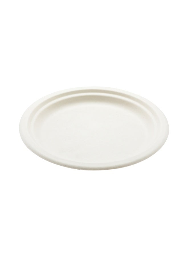 Restaurantware Pulp Tek 8.7 Inch Eco-Friendly Plates, 100 Medium Disposable Dinner Plates - Made From Natural Sugarcane Fibers, Heavy-Duty, White Bagasse Premium Plates, Sturdy, Round  - Image 1