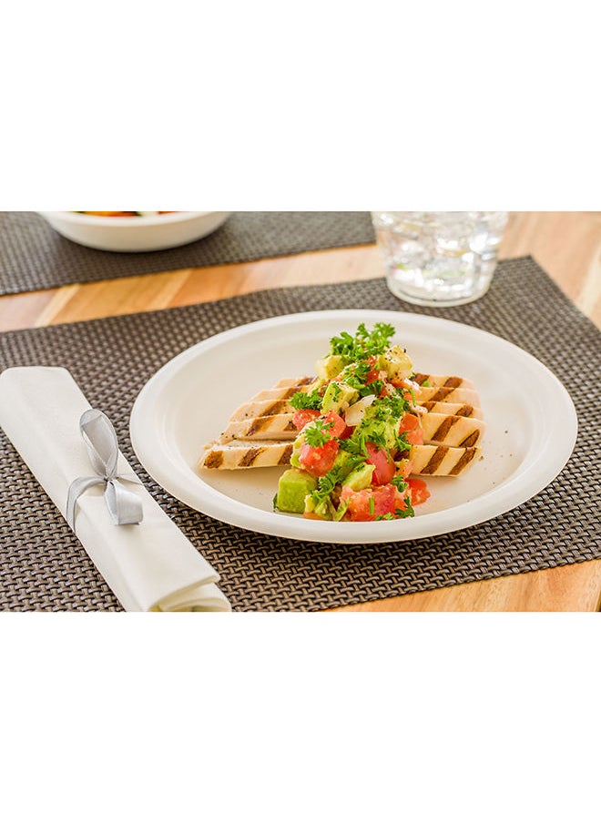 Restaurantware Restaurantware-Pulp Tek 8.7 Inch Eco-Friendly Plates, 100 Medium Disposable Dinner Plates - Made From Natural Sugarcane Fibers, Heavy-Duty, White Bagasse Premium Plates, Sturdy, Round  - Image 3