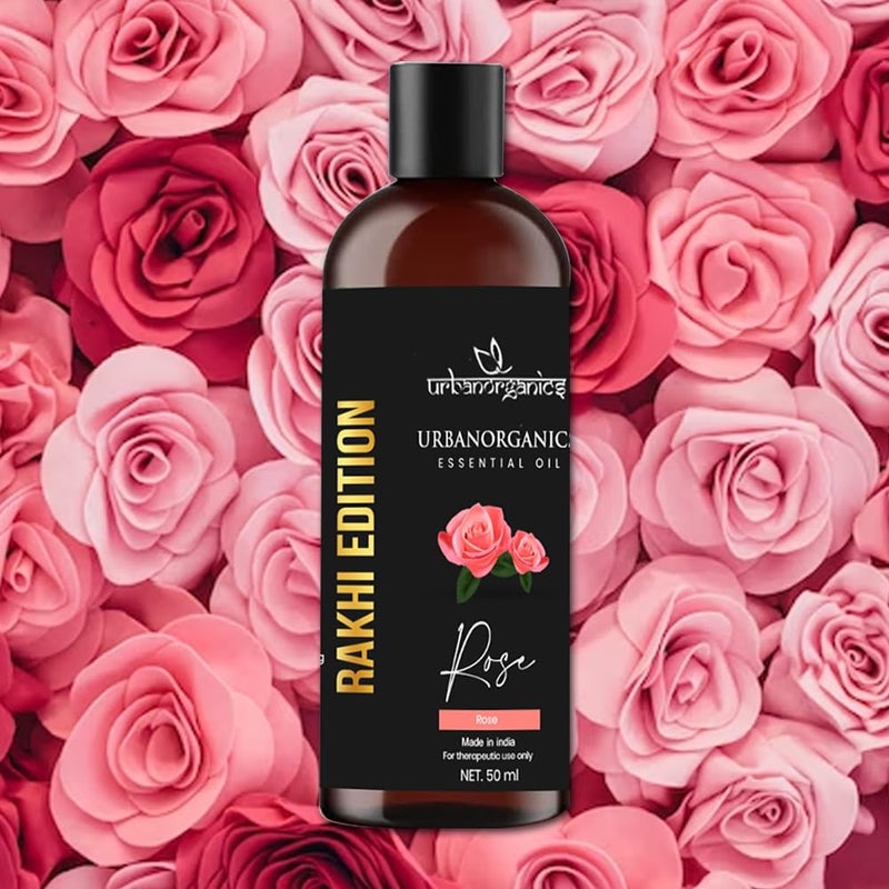 Urbanorganics Urbanorganics Luxurious Rakhi Combo I 100 Pure Natural Essential Oil 50 ml with Beautiful Rakhi I Best Rakhi Gift for Brother Sister I Healthy Glowing Skin Rose  - Image 2