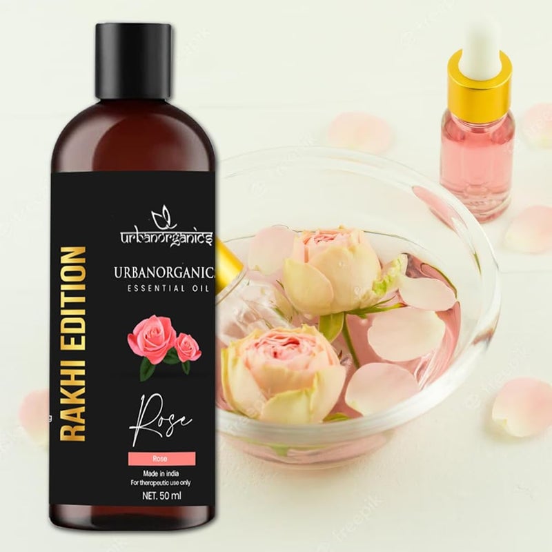 Urbanorganics Urbanorganics Luxurious Rakhi Combo I 100 Pure Natural Essential Oil 50 ml with Beautiful Rakhi I Best Rakhi Gift for Brother Sister I Healthy Glowing Skin Rose  - Image 5
