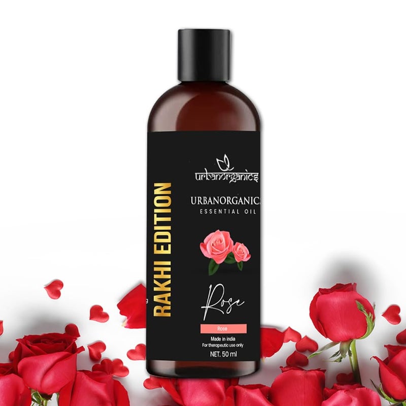 Urbanorganics Urbanorganics Luxurious Rakhi Combo I 100 Pure Natural Essential Oil 50 ml with Beautiful Rakhi I Best Rakhi Gift for Brother Sister I Healthy Glowing Skin Rose  - Image 3