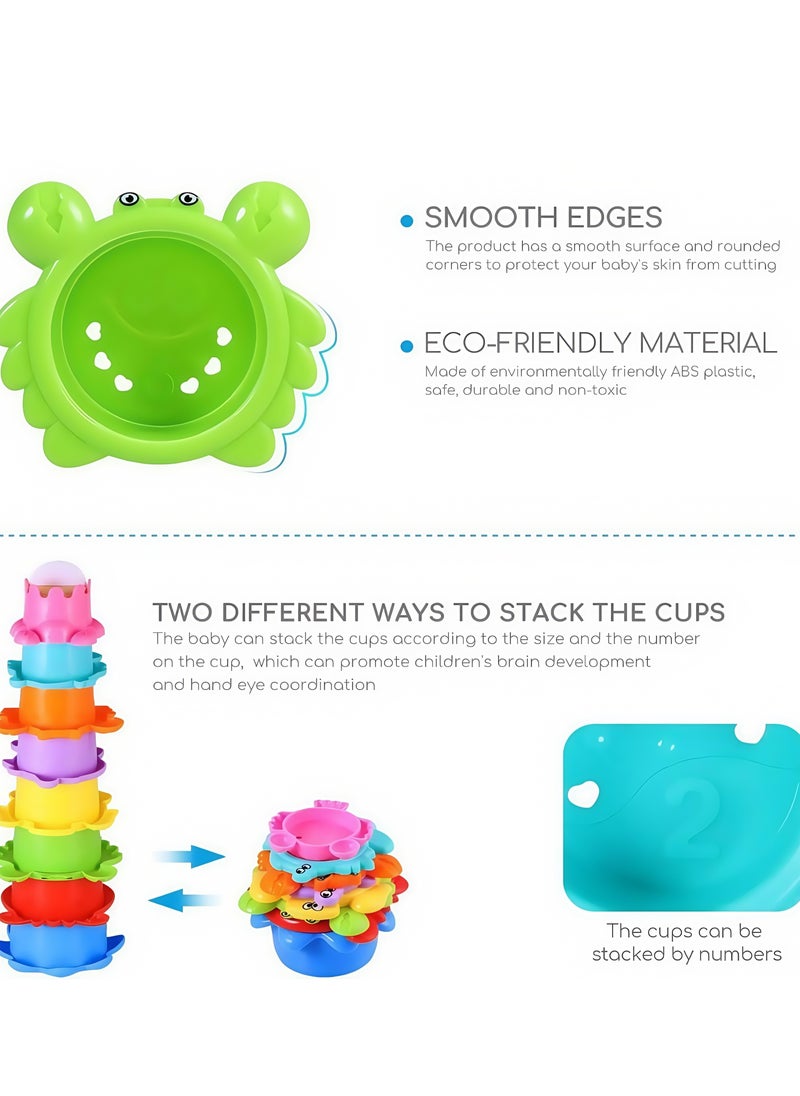 Generic - 8Pcs Stacking Cups Set, Baby Stacking Cup for Toddler 1-3, Baby Bath Toy Set Stacking Cups. Drain Cup Stacking Toy for Children Bath Toy Sand Toy, Educational Montessori Gift for Boys and Girls (sea animals) - Image 1