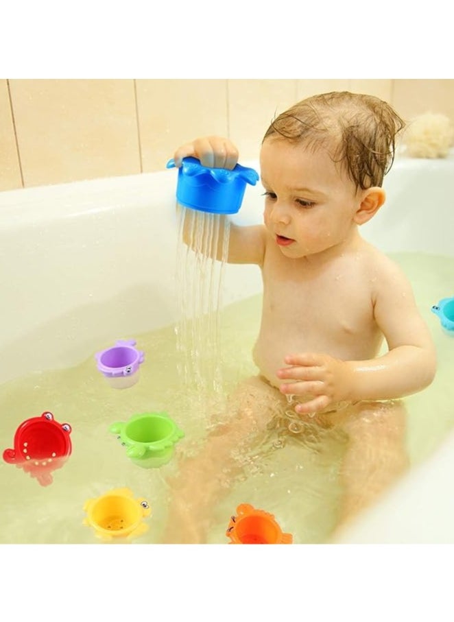 Generic - 8Pcs Stacking Cups Set, Baby Stacking Cup for Toddler 1-3, Baby Bath Toy Set Stacking Cups. Drain Cup Stacking Toy for Children Bath Toy Sand Toy, Educational Montessori Gift for Boys and Girls (sea animals) - Image 1