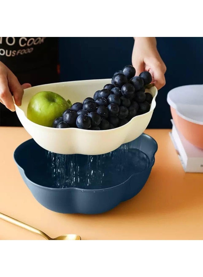 multipurpose kitchen grater bowl set ,3 in 1 ,vegtetable slicer with collection container ,navy color ,food prep storage bowl - Image 1