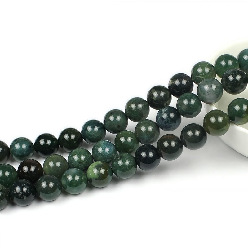 MJDCB Natural Moss Agate Round Crystal Energy Stone Beads Healing Power for Jewelry Making (6mm) - Image 3