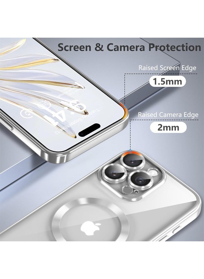 Generic - iPhone 16 Pro Case with Camera Lens Protector, [MagSafe Compatible][Anti-Scratch][Anti-Drop][Shockproof][Yellowing Resistant] Protective Electroplated Durable TPU Magnetic iPhone 16 Pro Case for Women Men, Silver - Image 1
