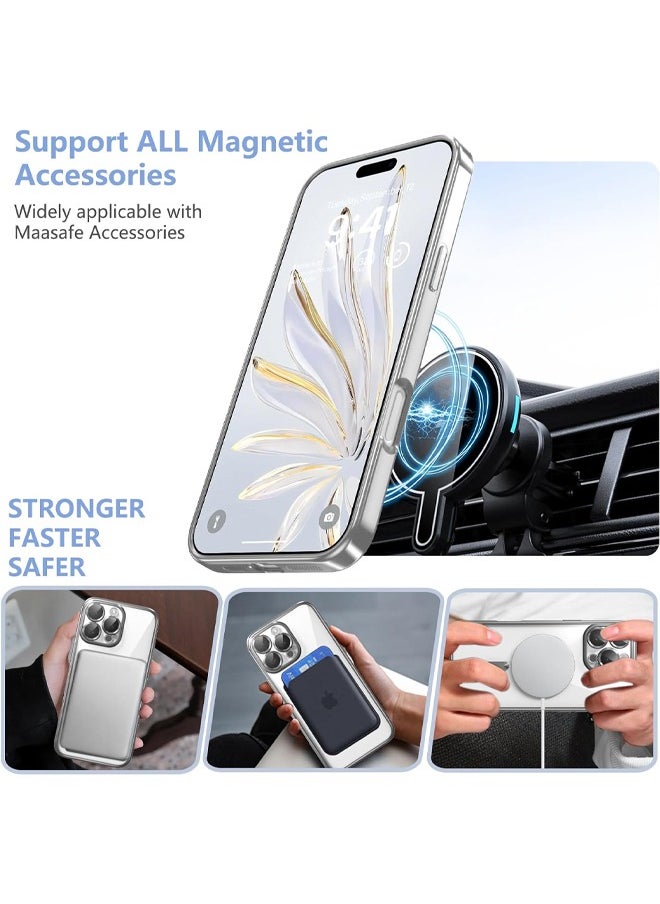 Generic - iPhone 16 Pro Case with Camera Lens Protector, [MagSafe Compatible][Anti-Scratch][Anti-Drop][Shockproof][Yellowing Resistant] Protective Electroplated Durable TPU Magnetic iPhone 16 Pro Case for Women Men, Silver - Image 1