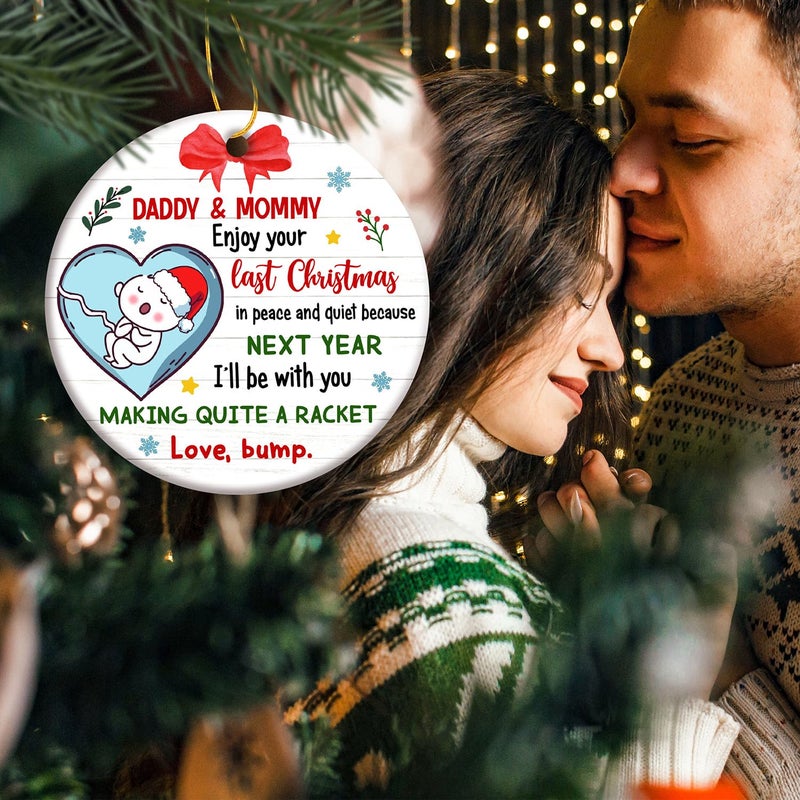 Zagkoo New Parents Christmas Ornament 2024 - First Time Dad  Mom Gifts  Expecting Baby  Pregnancy Announcement  Bumps First Christmas - Merry Christmas Mommy And Daddy Pregnant Ornament Decoration - Image 5