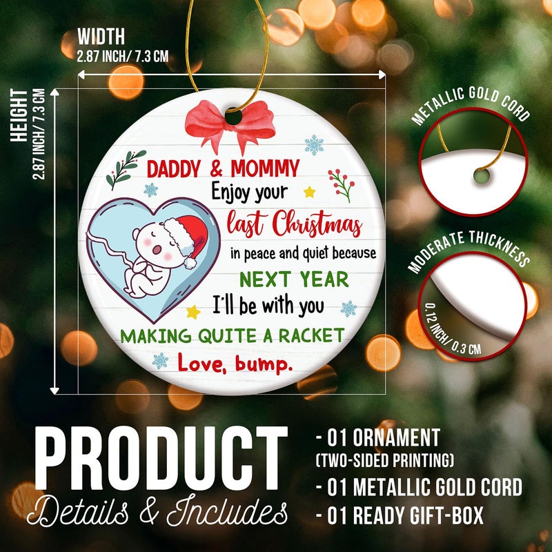 Zagkoo New Parents Christmas Ornament 2024 - First Time Dad  Mom Gifts  Expecting Baby  Pregnancy Announcement  Bumps First Christmas - Merry Christmas Mommy And Daddy Pregnant Ornament Decoration - Image 2