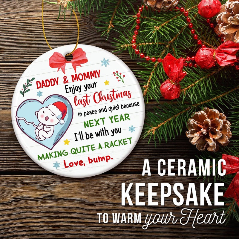 Zagkoo New Parents Christmas Ornament 2024 - First Time Dad  Mom Gifts  Expecting Baby  Pregnancy Announcement  Bumps First Christmas - Merry Christmas Mommy And Daddy Pregnant Ornament Decoration - Image 3