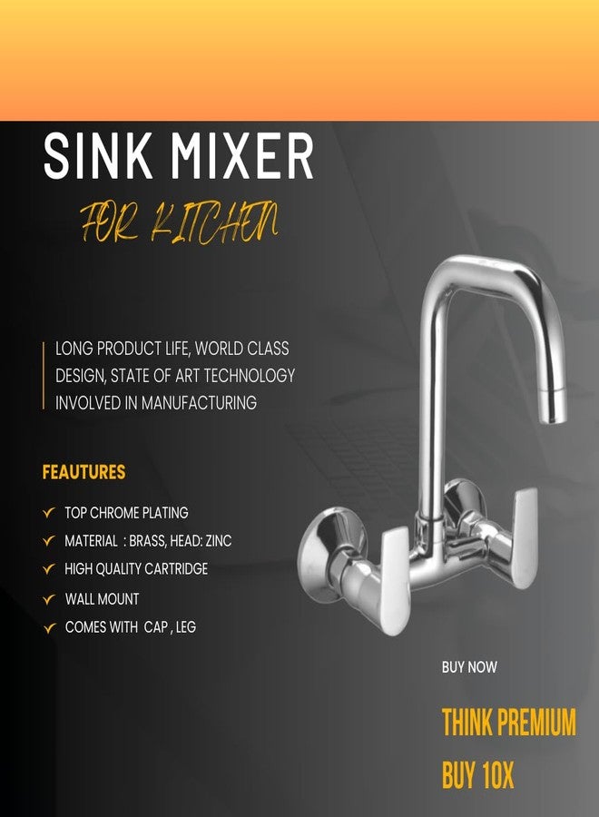 10X Brass Sink Mixer 2 Way VW-47498 Tap with 360° Swivel Spout | Hot & Cold Water Control | Chrome Plated | Heavy Brass Cartridge | Dual Lever Design - Image 2