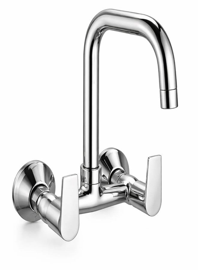 10X Brass Sink Mixer 2 Way VW-47498 Tap with 360° Swivel Spout | Hot & Cold Water Control | Chrome Plated | Heavy Brass Cartridge | Dual Lever Design - Image 1