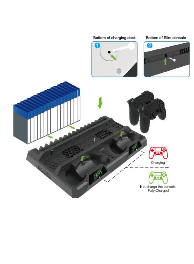 General Multi-function Vertical Stand/Dual Controller, Charging Dock, Cooler Station, Charging System and Game Storage with LED Light, Compatible Playstation 4, PS4/ PS4 Slim/ PS4 Pro Console Controller  - Image 3