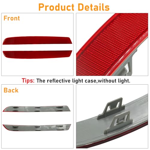 Abodvu Compatible with Mercedes-Benzs X166 Rear Bumper Reflectors 2013-2016,Left Driver & Right Passenger Side Rear Bumper Red Marker Trims GLS450 2017-2019,Back Reflector W/O Bulbs Replacement(1Pair) - Image 5