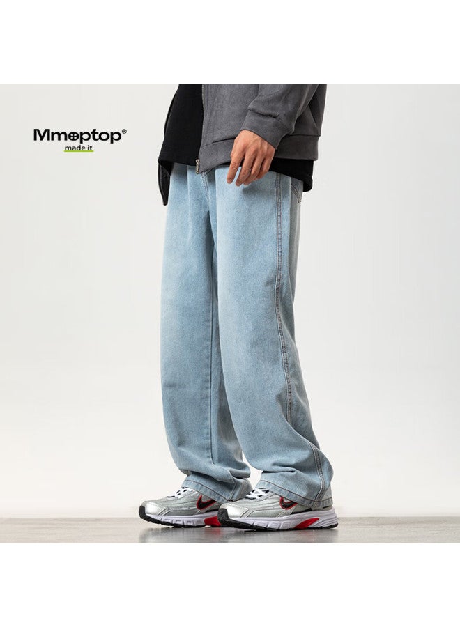 Mmoptop High Street Retro Jeans, Men's Spring And Summer Trendy Vibe Style Straight-leg Casual Pants, K528 Sky Blue, 3XL - Image 5