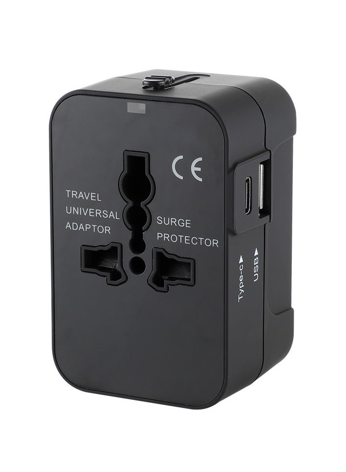 محول سفر عالمي، محول قابس عالمي مع منفذ USB-C، محول طاقة دولي مع منفذي USB، شاحن حائط متعدد منافذ USB لجميع دول أوروبا والولايات المتحدة والمملكة المتحدة والاتحاد الأوروبي وأستراليا (النوع C/G/A/I)  - Image 1