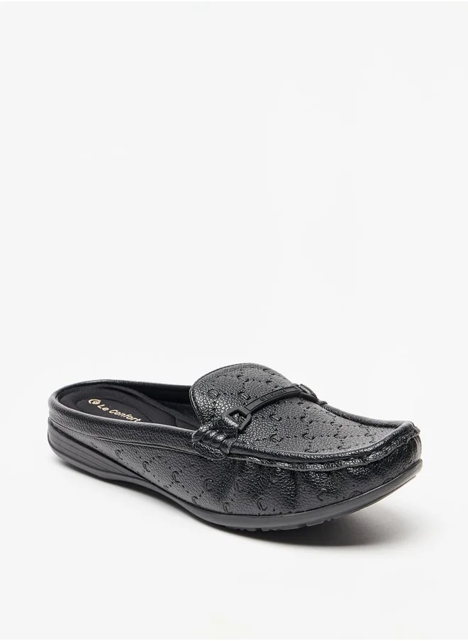 لو كونفورت Women's Monogram Embossed Slip-On Mules