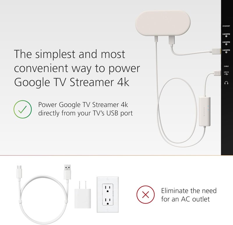 ميشون كابل كابل طاقة USB من Mission لجهاز Google TV (تشغيل Google TV مباشرة من منفذ USB الخاص بك) - Image 3