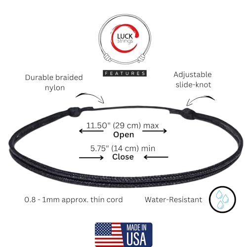 Luck Strings Thin Black Cord Bracelet for Men Women Teen Unisex Adult - Waterproof Nylon Surfer String Friendship Bracelets Summer Beach Accessories - Image 5