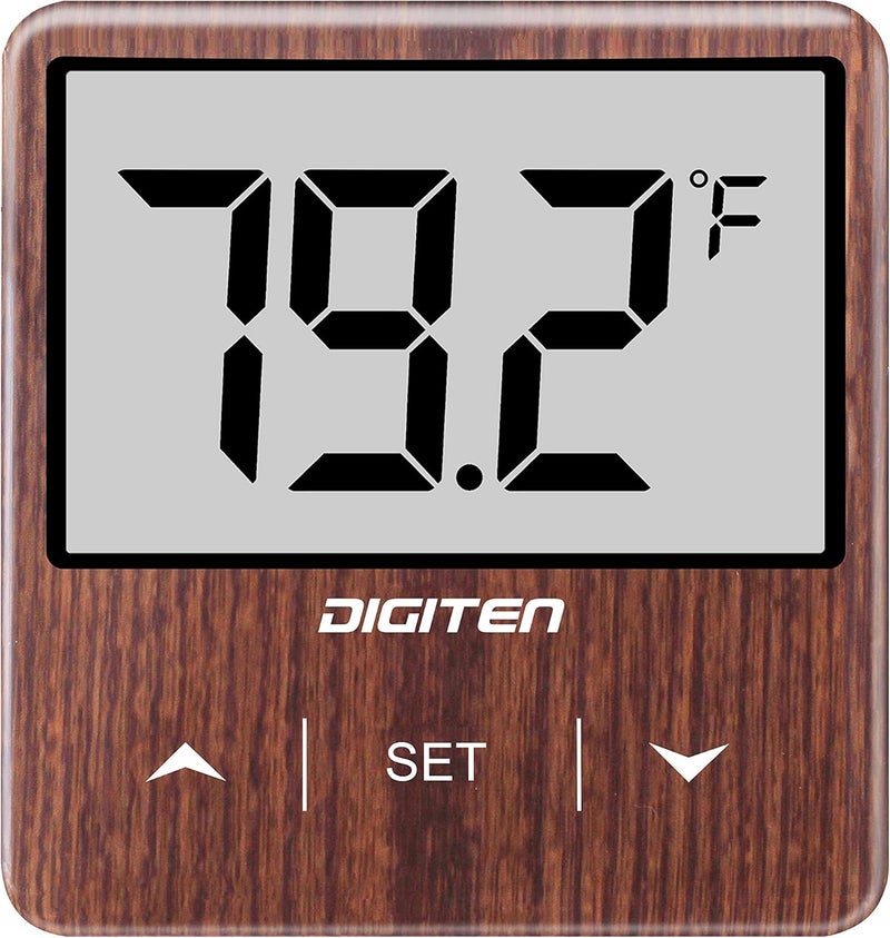 SENSTREE Digital Aquarium Thermometer, Fish Tank Thermometer with Large LCD Display, No Wires, Accurate Reading, Walnut Aquarium Thermometer - Image 1