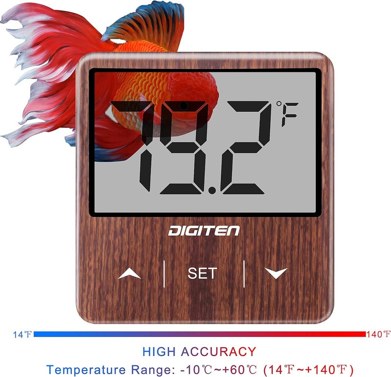 SENSTREE Digital Aquarium Thermometer, Fish Tank Thermometer with Large LCD Display, No Wires, Accurate Reading, Walnut Aquarium Thermometer - Image 5
