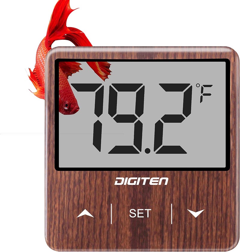 SENSTREE Digital Aquarium Thermometer, Fish Tank Thermometer with Large LCD Display, No Wires, Accurate Reading, Walnut Aquarium Thermometer - Image 4