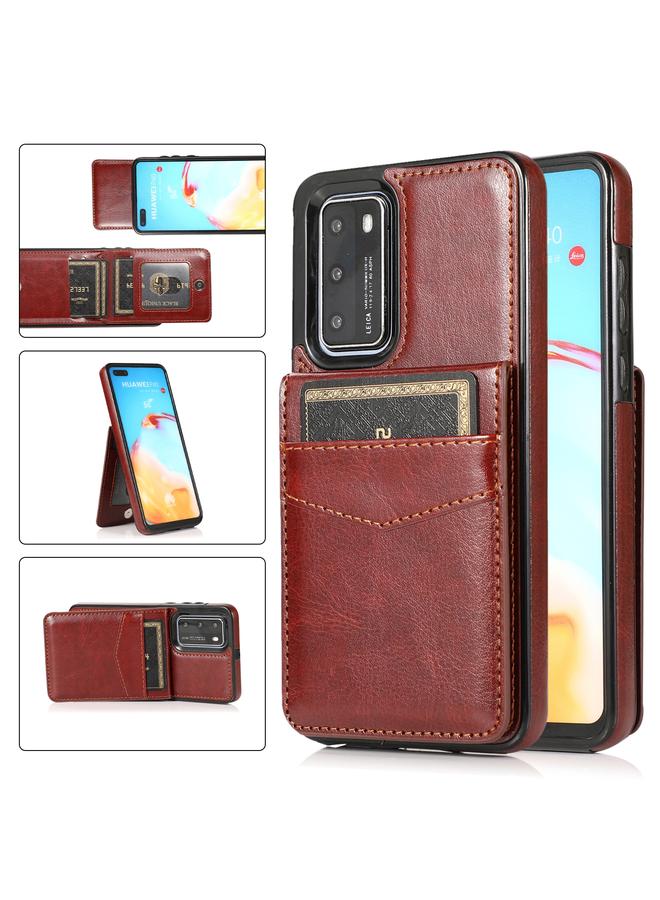 Zaboon Case For Huawei P40 Solid Color PC + TPU Protective Case with Holder & Card Slots - Image 1