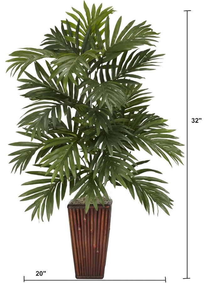 Nearly Natural Areca Palm with Bamboo Vase Silk Plant - Image 2