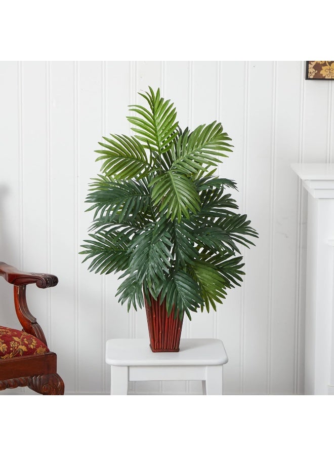 Nearly Natural Areca Palm with Bamboo Vase Silk Plant - Image 3
