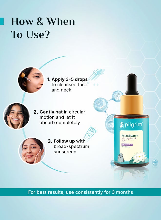 PILGRIM Korean 0.5% Retinol And 1% Hyaluronic Acid Lift And Firm Anti Aging Serum - Image 5