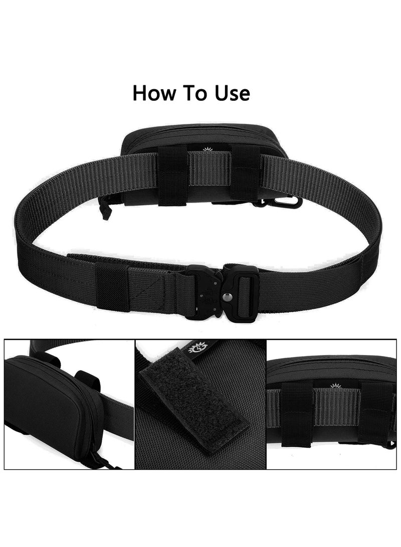 SOLARAE حافظة نظارات شمسية تكتيكية، حافظة نظارات نايلون بسحاب محمولة مع مشبك، صندوق واقي مضاد للصدمات، حقيبة نظارات للرجال بحزام نايلون، حقيبة يد خارجية مع مشبك (أسود) - Image 5