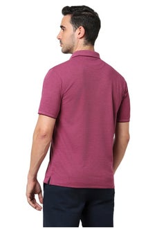 Peter England Peter England Men's Solid Regular Fit T-Shirt (PEKWORGP783075_Magenta  - Image 2