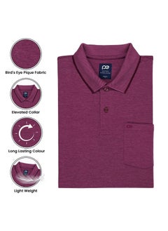 Peter England Peter England Men's Solid Regular Fit T-Shirt (PEKWORGP783075_Magenta  - Image 3