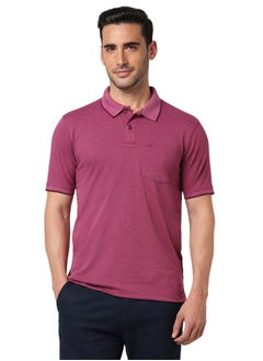 Peter England Peter England Men's Solid Regular Fit T-Shirt (PEKWORGP783075_Magenta  - Image 1
