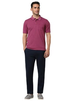 Peter England Peter England Men's Solid Regular Fit T-Shirt (PEKWORGP783075_Magenta  - Image 4