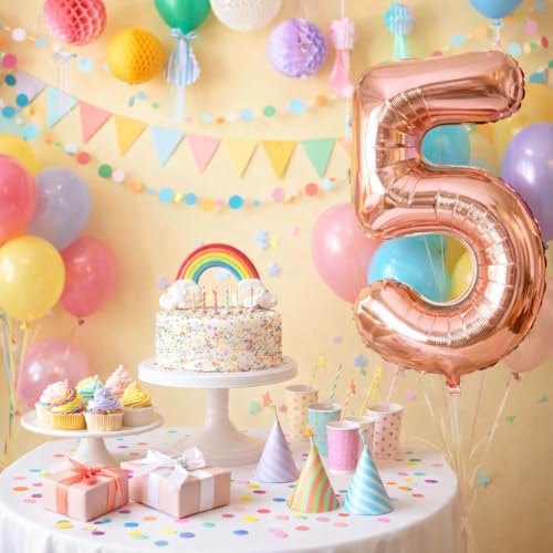 Wanna Party Numerical 5 Rose Gold Balloon for Birthday and Anniversary Party, Number Rose Gold Number Balloon Large Foil Balloon (40inch) (Rose Gold) - Image 4