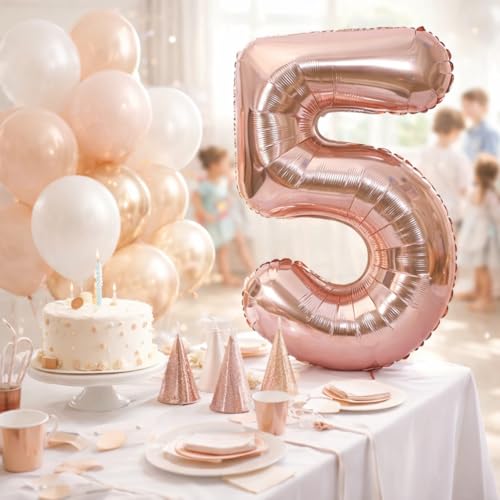 Wanna Party Numerical 5 Rose Gold Balloon for Birthday and Anniversary Party, Number Rose Gold Number Balloon Large Foil Balloon (40inch) (Rose Gold) - Image 3