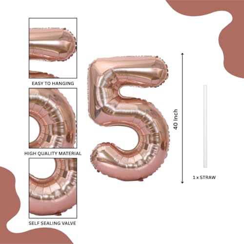 Wanna Party Numerical 5 Rose Gold Balloon for Birthday and Anniversary Party, Number Rose Gold Number Balloon Large Foil Balloon (40inch) (Rose Gold) - Image 2